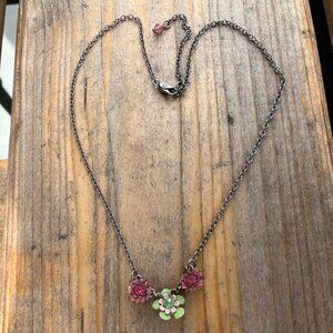 🌸 Vintage-Inspired Silver Dainty Floral Trio Necklace 🌸